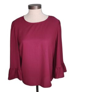 Apt. 9 Plum 3/4 Bell Sleeve Flowy Blouse Size M